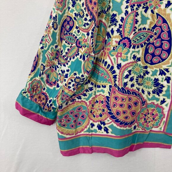 Haute Hippie size 2X Colorful Artsy Boho Print Soft Long Sleeve Button Down - Picture 5 of 12